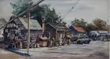 Samuel Leitman, - Street Scene-, watercolor on paper