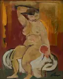 Harold Cohn, - Girl with Hand Mirror-, oil on panel
