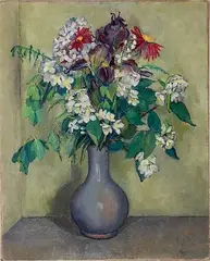 Tosca Olinsky, - ''Flowers In A Blue Vase''-, oil on canvas (relined)