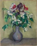 Tosca Olinsky, - ''Flowers In A Blue Vase''-, oil on canvas (relined)