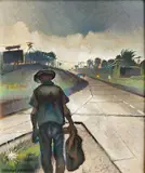 Robert Mac Donald Graham jr., - ''Bottle Searcher''-, acrylic on masonite, 1965