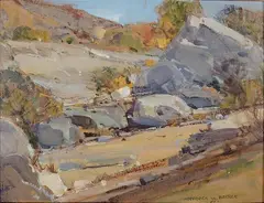 Frederick W. Becker, - Western Landscape-, oil on panel, 1966
