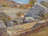 Frederick W. Becker, - Western Landscape-, oil on panel, 1966
