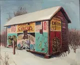 Martha Dale Coope, - Barn in Winter-, oil on canvasboard