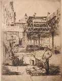 Mortimer Borne, - ''The Newspaper Boy''-, etching