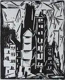 Lyonel Feininger, - ''Houses in Old Paris'' (Prasse W 184)-, woodcut, 1919