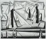 Lyonel Feininger, - ''Fishing Boats'' (Prasse W 245)-, woodcut, 1921