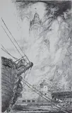 Willie Hopkins, - ''The Rain Comes Up Wacker Dr.''-, lithograph