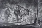 Reginald Marsh, - ''Switch Engines, Erie Yards'' (Sasowsky 30)-, lithograph, 1948
