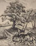 Jackson Lee Nesbitt, - ''Watering Place'' (Retif and Salzer 18)-, etching, 1939