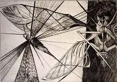 - ''Locust''- by Walter Rogalski, engraving, 1954, offered Mar 2015