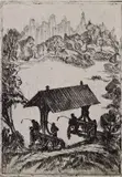 William Sanger, - ''Central Park Lake''-, etching