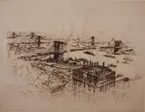 Anton Schütz, - ''Three Bridges''-, etching