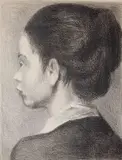Raphael Soyer, - Profile of a Young Girl-, lithograph, 1971