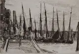 James A. M. Whistler, - ''Billingsgate'' (Kennedy 14 viii/VIII)-, etching on laid paper, 1859. 5 15/16 x 8 7/8''
