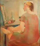 Daniel Boza, - Figure Composition-, oil on panel, 1933