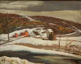 George G. Adomeit, - Winter Landscape - Gates Mills-, oil on panel