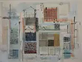 Richard Gosminski, - Street Scene-, gouache and pen and ink on paper, 1956
