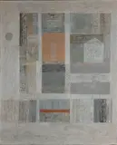 Richard Gosminski, - ''Three Houses''-, oil on canvas, 1955