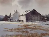 Marc Moon, - ''The Old Homestead''''-, watercolor on paper, 1975