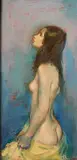 Jan De Ruth, - Nude with Yellow Towel-, oil on canvas