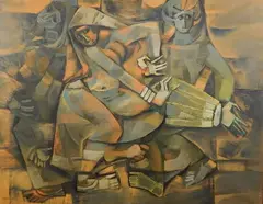 M. Sivanesan, - Three Figures-, oil on canvas, 1968