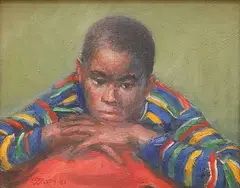 George Wilson, - ''Concentrating''-, oil on canvas, 1983