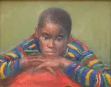 George Wilson, - ''Concentrating''-, oil on canvas, 1983