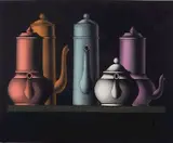 Mario Avati, - ''Les Cafetieres'' (Passeron 435)- mezzotint in colors, 1971, signed, date, titled and annotated 'Avant Edition 12/12' in