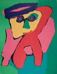 Karel Appel, - ''Cosy Face''-, silkscreen in colors, 1970
