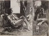 David Bumbeck, - ''Allegory''-, etching, 1965
