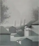 Robert Kipniss, - ''Small Porch and Clouds''-