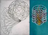Steven Sorman, - ''for wont''-, etching and collage, 2004