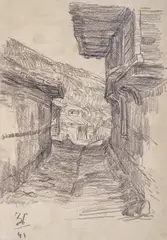 Zlatyu Boyadzhiev, The Old Town, 1944, pencil on paper