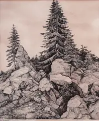Nikola Pindikov, From the Chatham, 1940, ink on paper