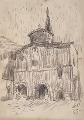 Zlatyu Boyadzhiev, The Church, 1957, pencil on paper