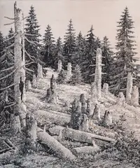Nikola Pindikov, Fireplace, 1940, ink on paper