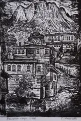Sidoniya Atanasova, Mill Houses, 1968, woodcut