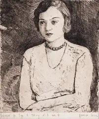 Kolio Kolev, Portrait of a Woman, 1930, etching