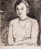 Kolio Kolev, Portrait of a Woman, 1930, etching