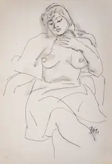 Stoyan Venev, Nude, ink on paper
