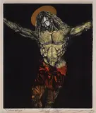 Vladimir Chukich, Crucifixion, 1993, lithography and gold paint