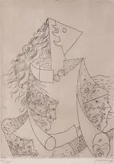 George Papazov, Surrealist Portrait, etching