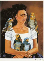 Frida Kahlo, Me and My Parrots, chromolithography