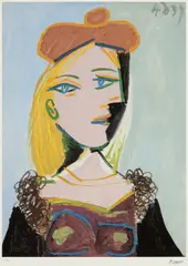 Pablo Picasso, Woman with Orange Beret and Leather Collar, chromolithography