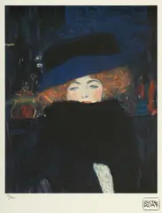 Gustav Klimt, Lady with Hat and Feather Boa, chromolithography