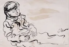 Child's Portrait by Ivan Georgiev-Rembrandа, ink on paper, offered Sep 2026