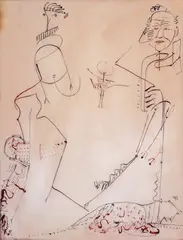 Dimitar Kazakov-Neron, Self-portrait, 1990, watercolor and ink on paper