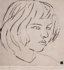 Ivan Georgiev-Rembrandа, Head of a Girl, dry point