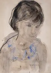 Svetlin Rusev, Portrait of a Girl, watercolor and pencil on paper